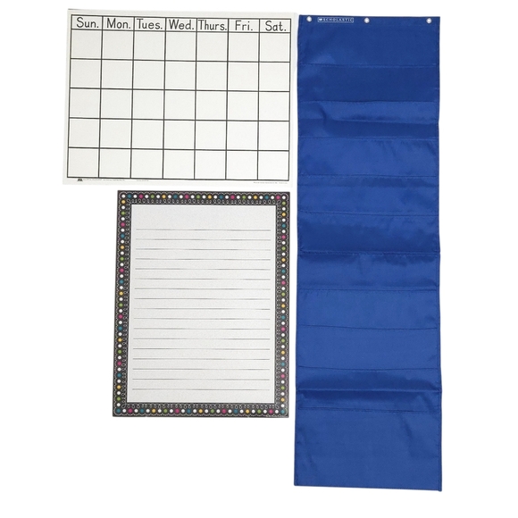 Scholastic Teacher File Pocket Wall Organizer & Weekly Schedule Anchor Calendar - Picture 1 of 7